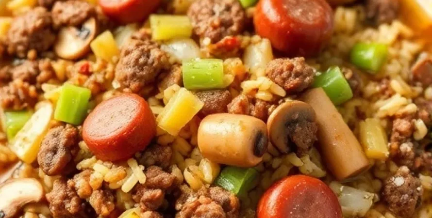 Farce de boeuf et saucisses