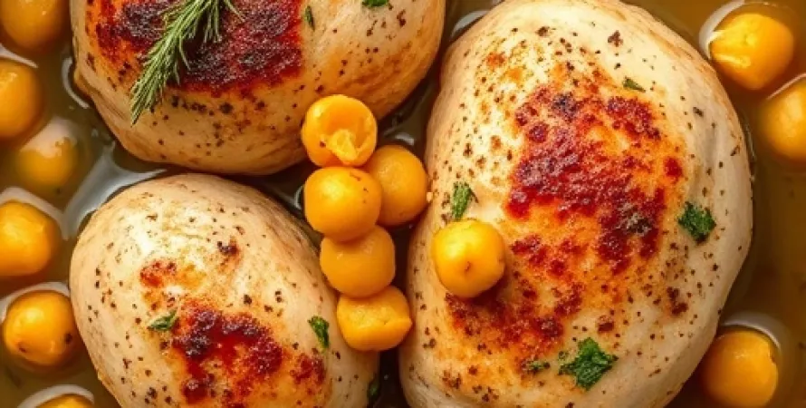 Poulet épices aux chickpeas