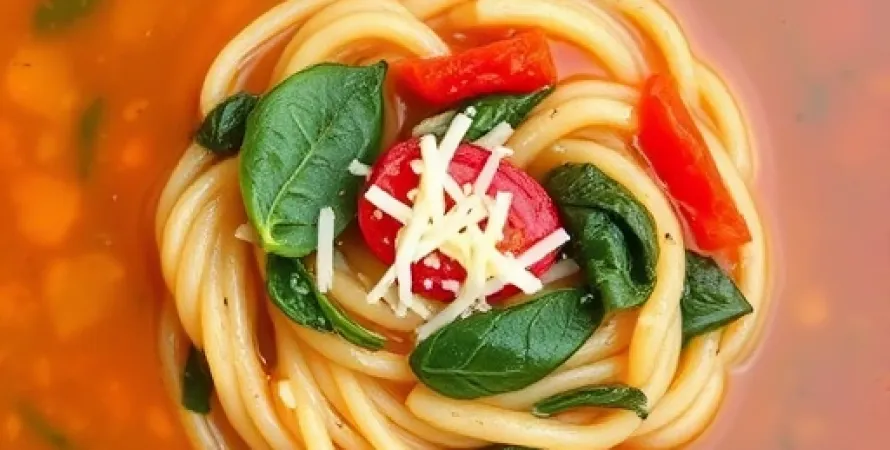 Potage d'épinards et de tomates