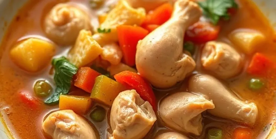 Potage de poulet et légumes