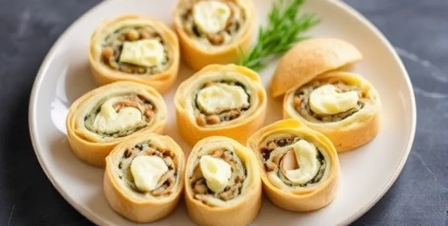 Rouleaux d'asperges au fromage bleu