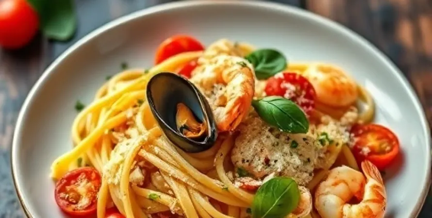 Pâtes aux fruits de mer à l'huile de truffe