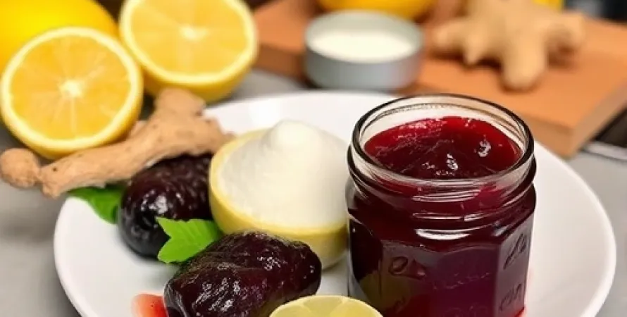 Confiture de pruneaux italiens au citron et gingembre