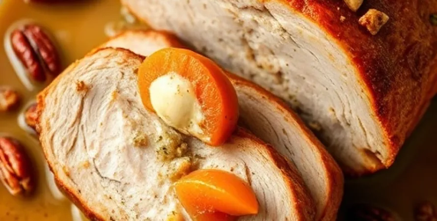 Rôti de porc aux abricots et noix de pécan