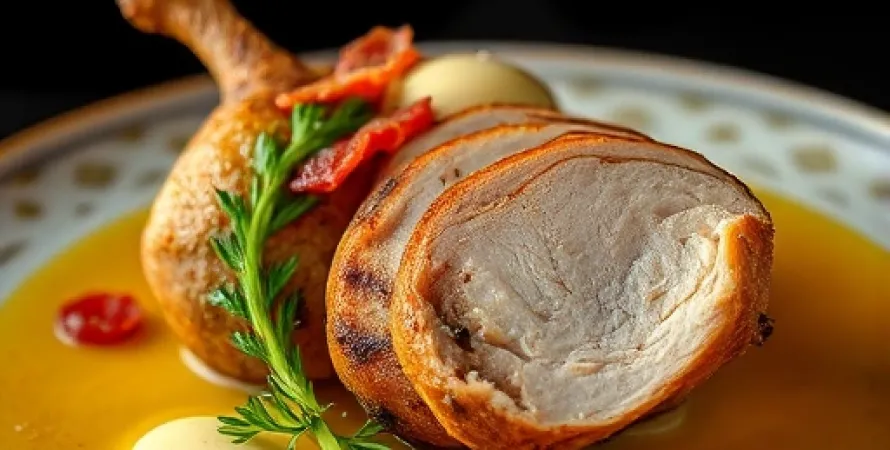 Poulet entouré de bacon