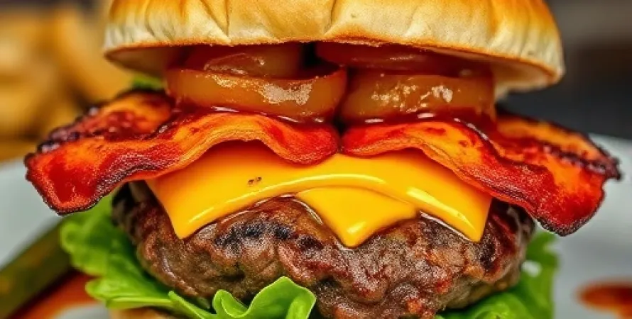 Burger au fromage cheddar et bacon