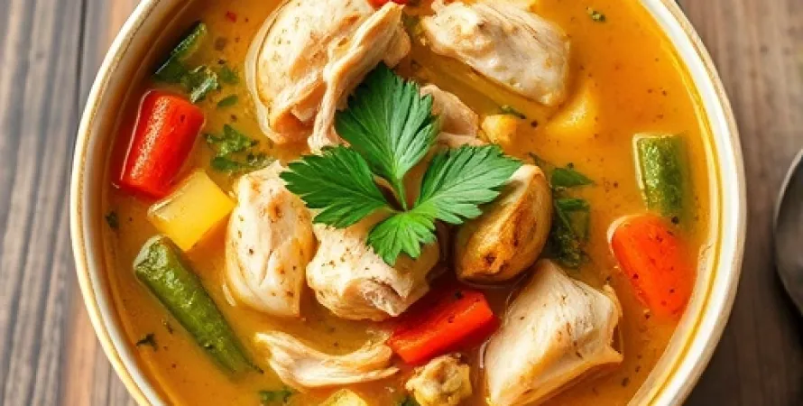 Potage aux légumes et poulet