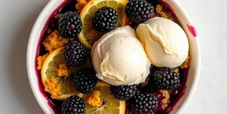 Crumble aux mures et citron