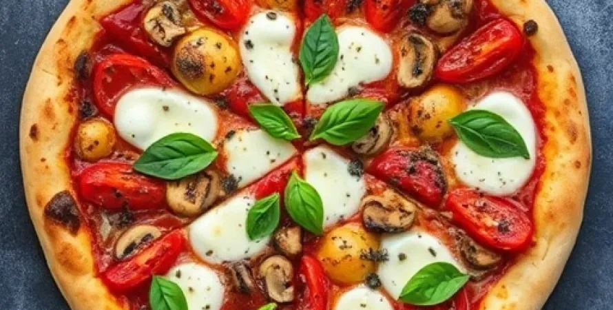 Pizza aux champignons sauvages et tomates séchées