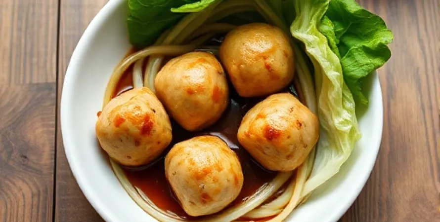Boules de viande de poulet avec chou chinois