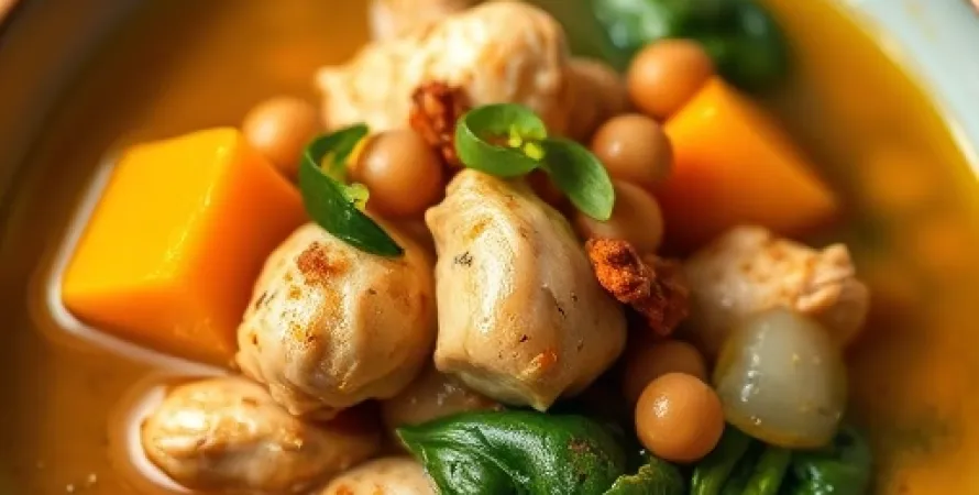 Potage de courge Butternut au poulet
