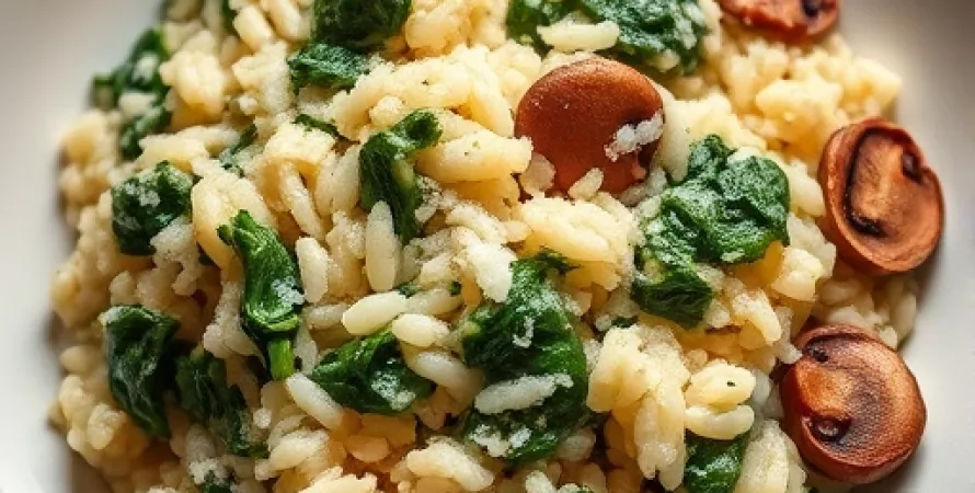 Risotto aux épinards et champignons