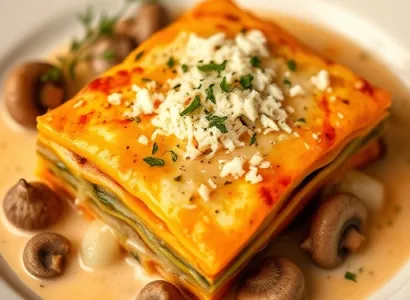 Lasagnes de courge butternut aux champignons et poireaux