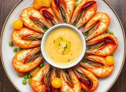 Crevettes aux pommes et pois sucrés