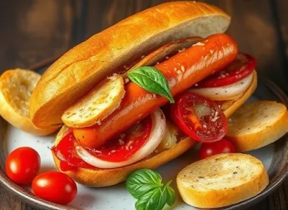 Saucisses pizzaiola sandwich