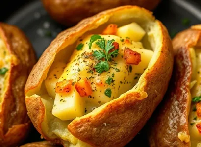 Pommes de terre farcies au fromage et herbes