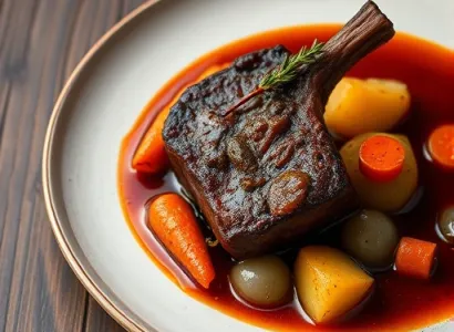 Queue de boeuf braisée au vin rouge