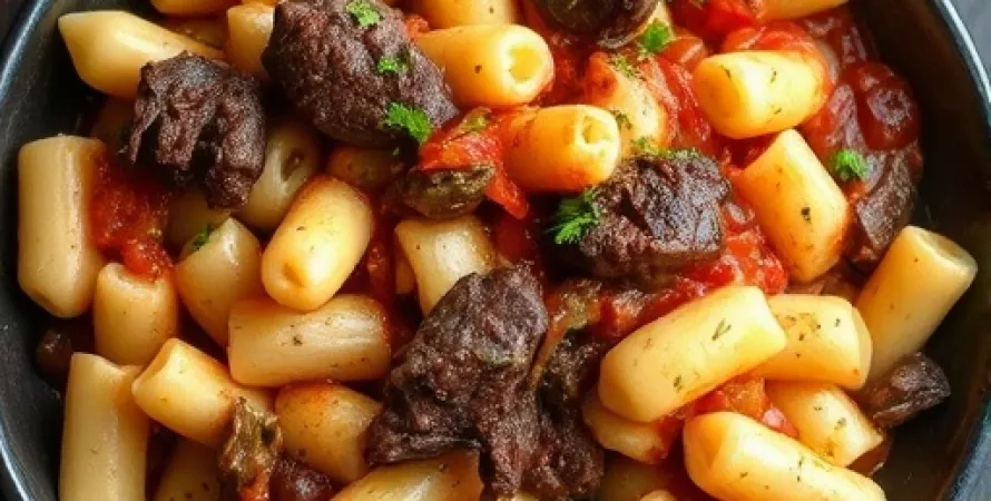 Pâtes au boeuf étuvées