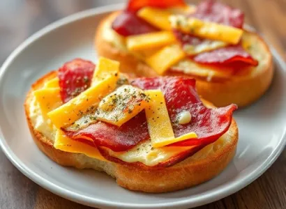 Tartines chaudes au fromage cheddar et bacon