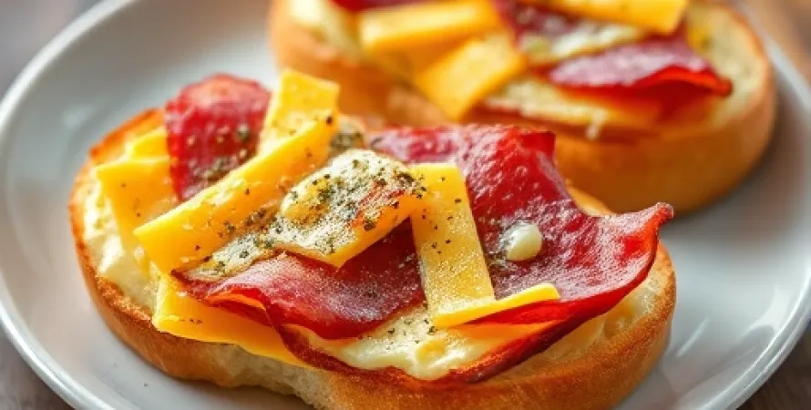 Tartines chaudes au fromage cheddar et bacon