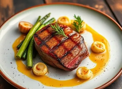Filet mignon aux échalotes et oignons croustillants