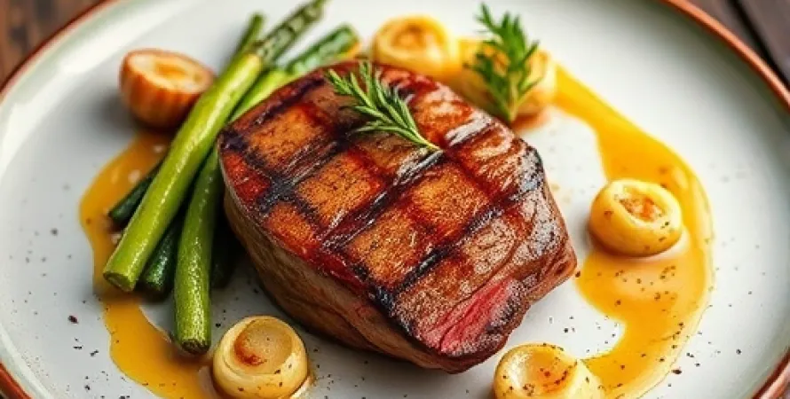 Filet mignon aux échalotes et oignons croustillants