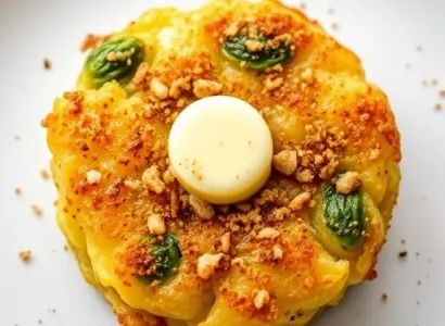 Galettes de pommes de terre et choux de bruxelles véganes