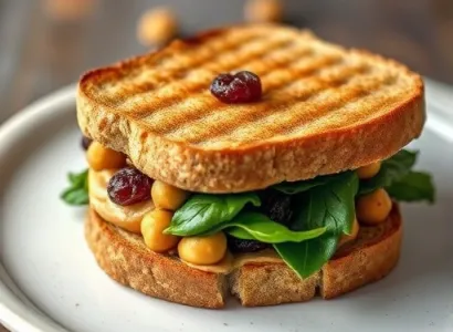 Sandwich au beurre de cacahuète et raisins