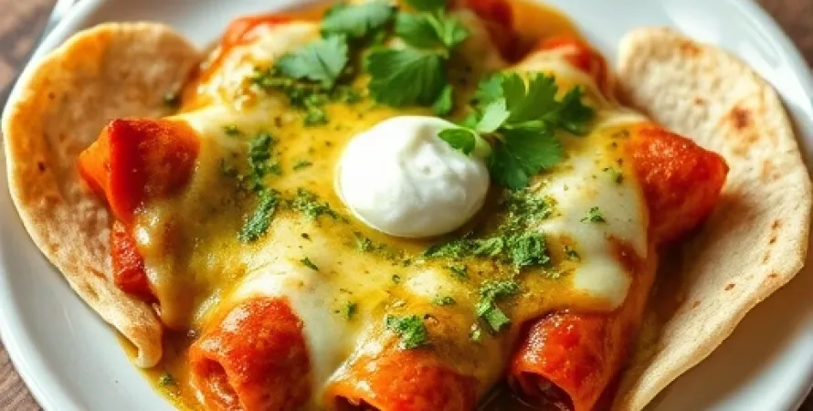 Enchiladas au fromage avec sauce tomatillo