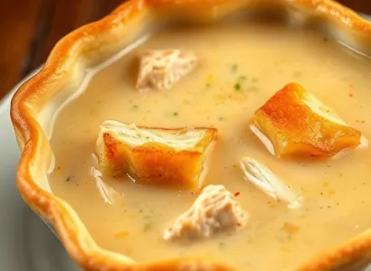 Potage de poulet à la croûte de pâtisserie