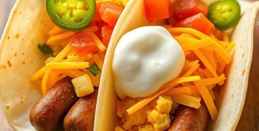 Tacos aux oeufs et saucisses