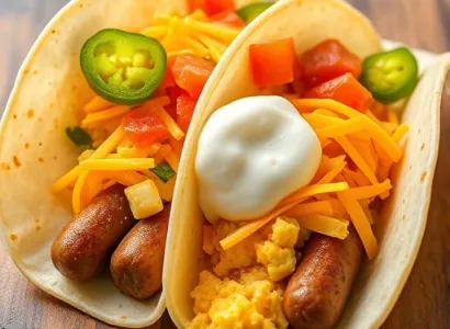 Tacos aux oeufs et saucisses
