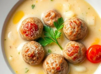 Soupe de pommes de terre aux boulettes de viande