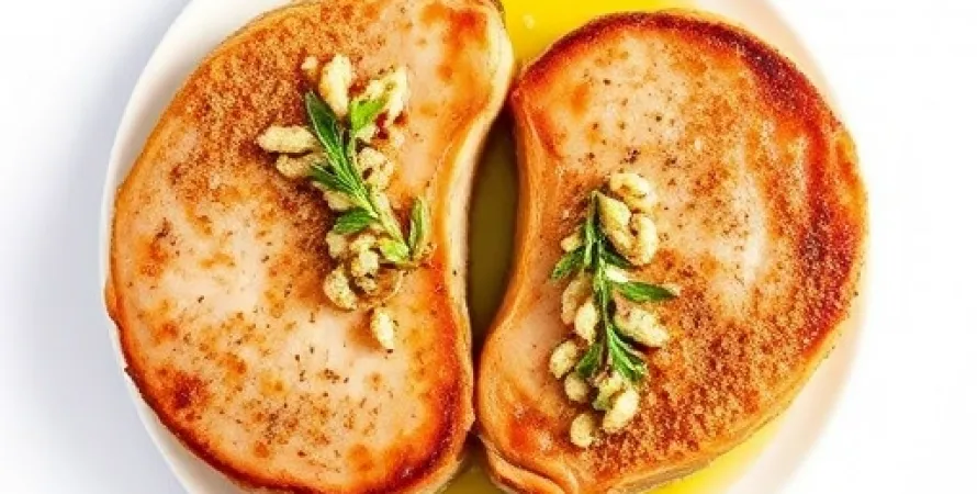 Côtes de porcelet panées à l'oignon