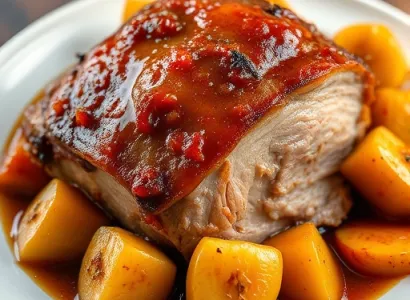 Roti de porc au pomme