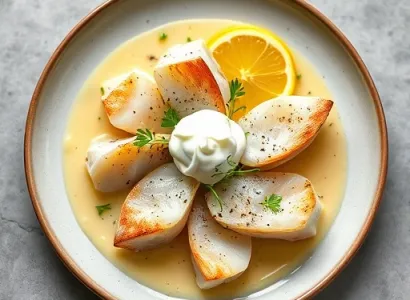Sandre au citron et crème fraîche