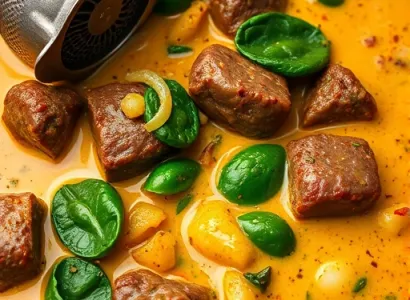 Curry de boeuf aux épinards