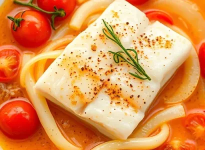 Poisson au potage de poireaux