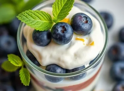 Crème au fromage frais avec bleuets