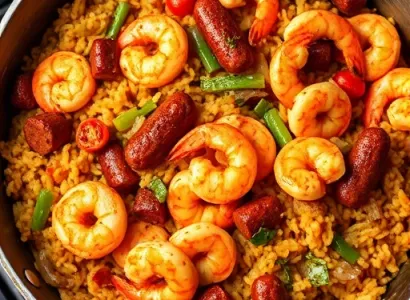Jambalaya aux Crevettes et Saucisses