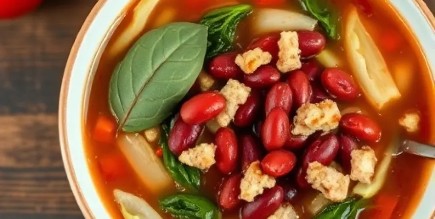 Soupe de chou aux haricots rouges