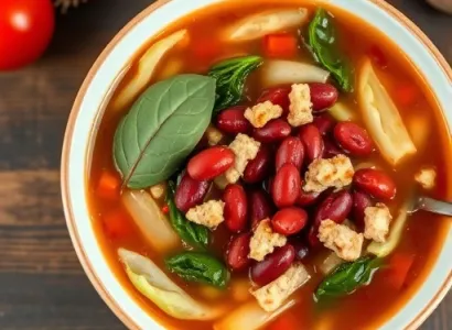 Soupe de chou aux haricots rouges