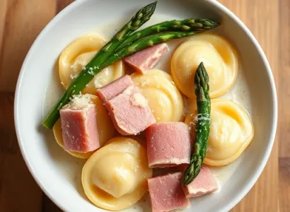 Tortellini au jambon et asperges