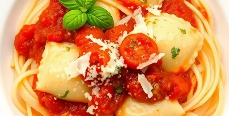 Raviolis à la crème de tomate et basilic