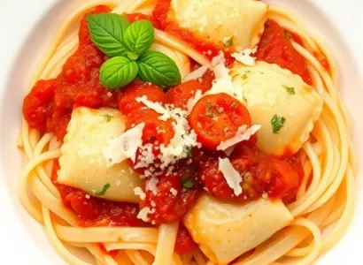 Raviolis à la crème de tomate et basilic