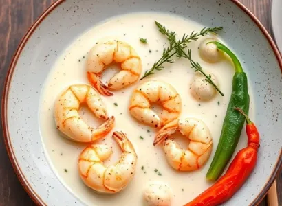 Crème de crevettes et légumes