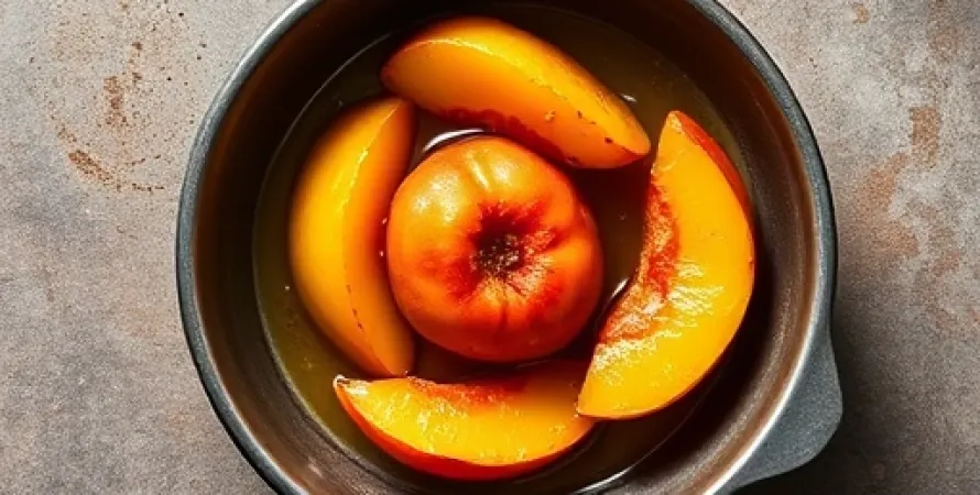 Pêches au caramel