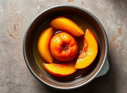 Pêches au caramel