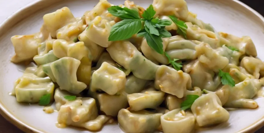 Pâtes tièdes au concombre et sauce cacahuète façon asiatique