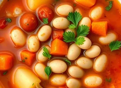 Soupe de haricots de beurre et tomates